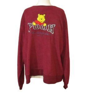 Vintage 90s 00s Disney Store Winnie The Pooh Bear Red Pullover Fleece Sweatshirt